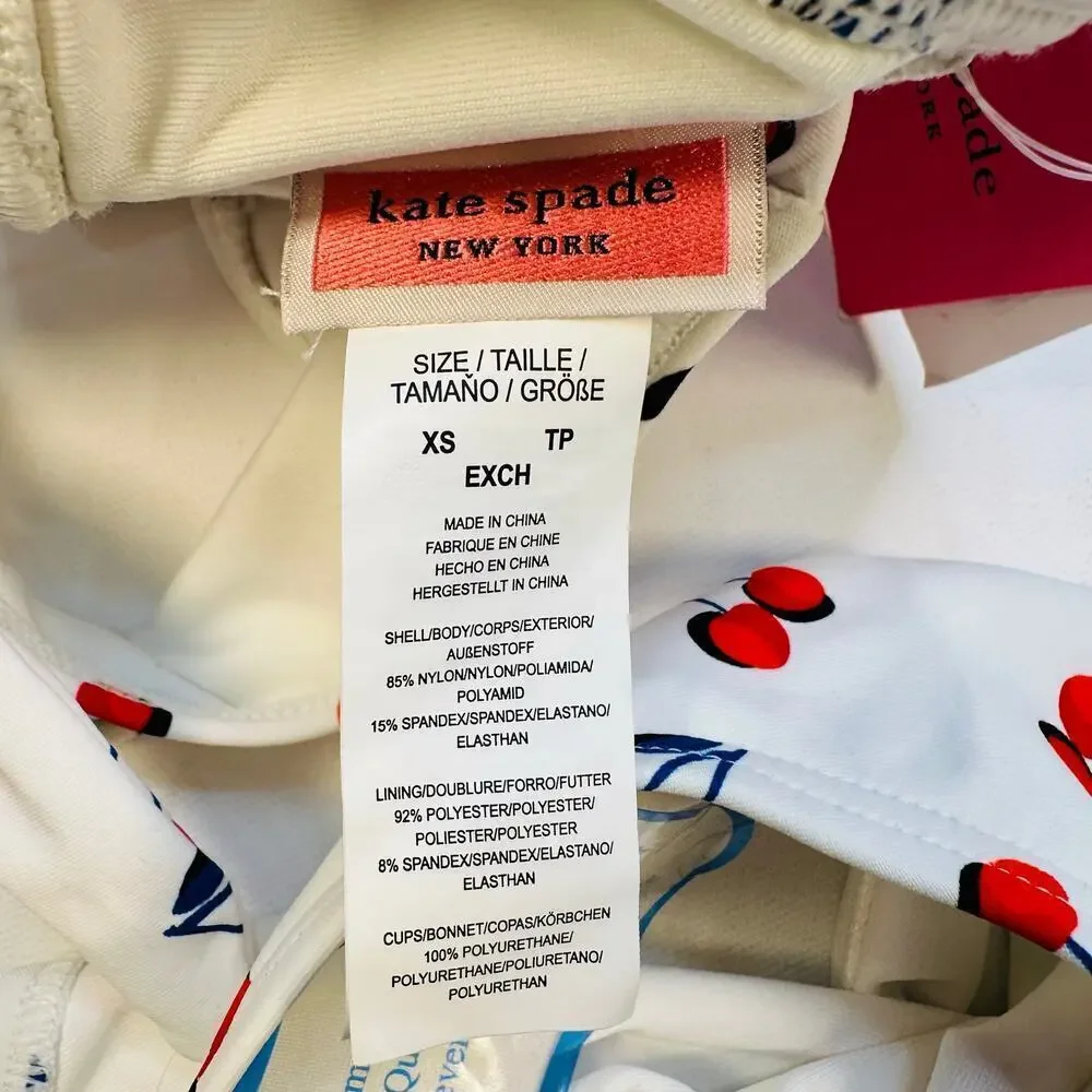 Kate Spade New York Cherry Toss Bandeau Bikini Top and High Waist Bottom